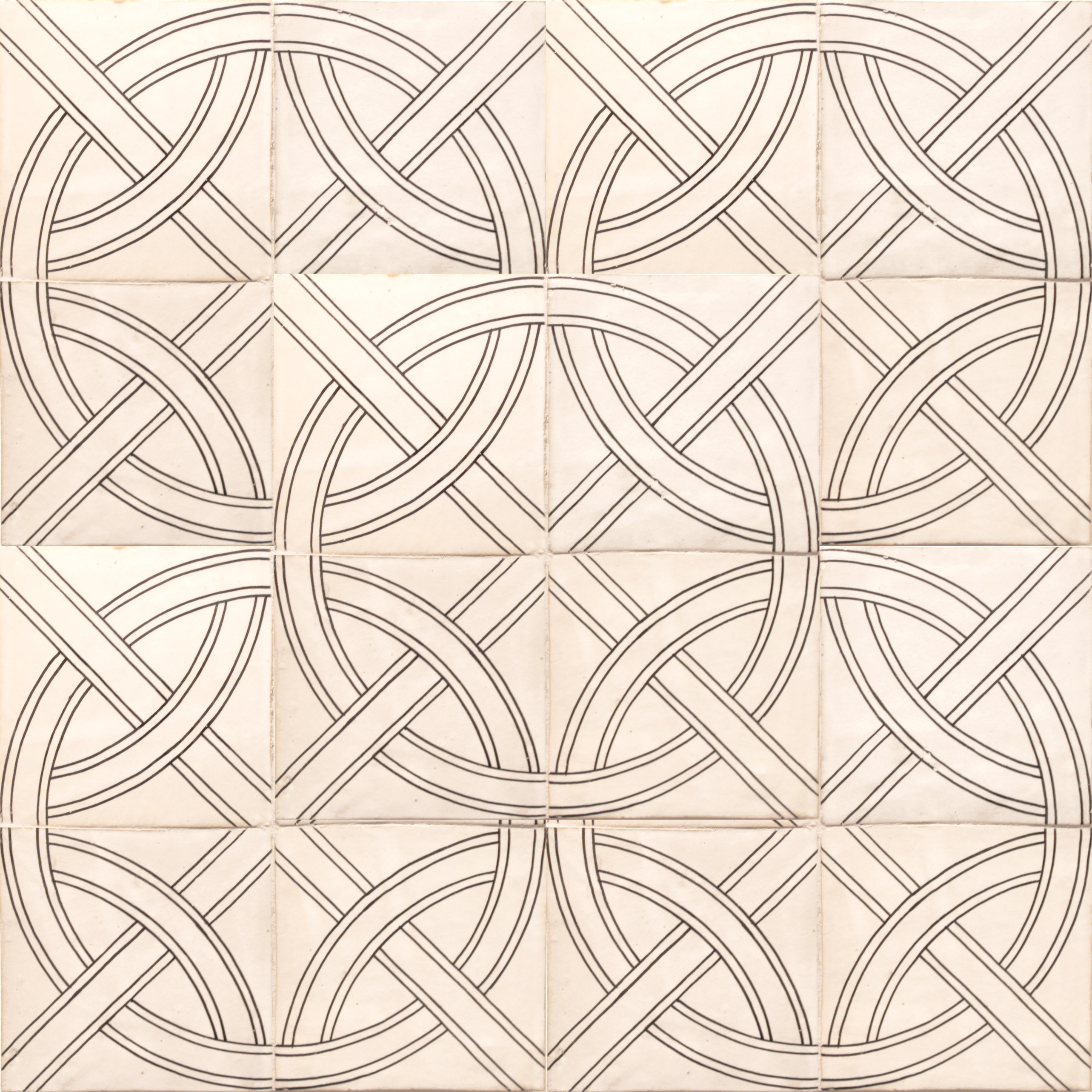 Mosaic House Moroccan tile HPC_Trellis L 1 White  solid hand painted 